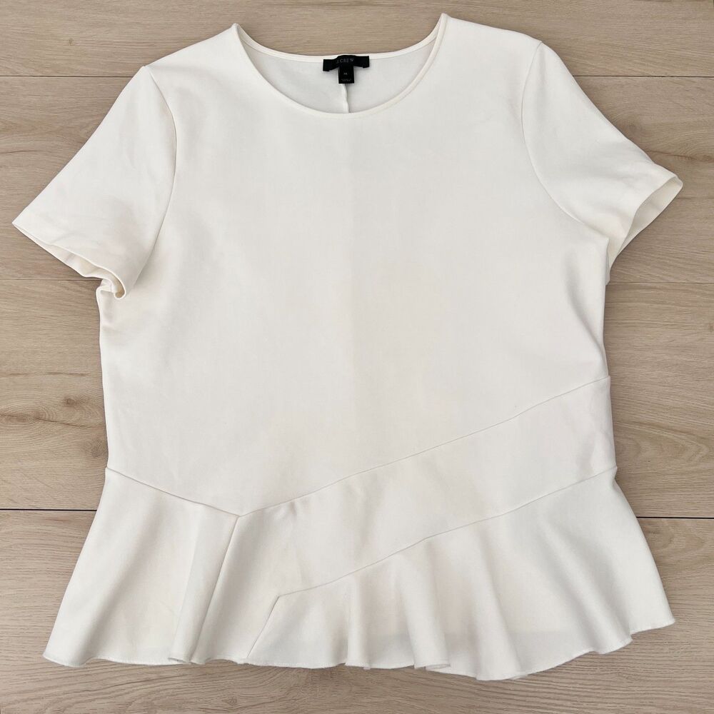 EUC J. Crew Peplum Short Sleeve Ivory White Top XL / Minimalist CBK Aesthetic